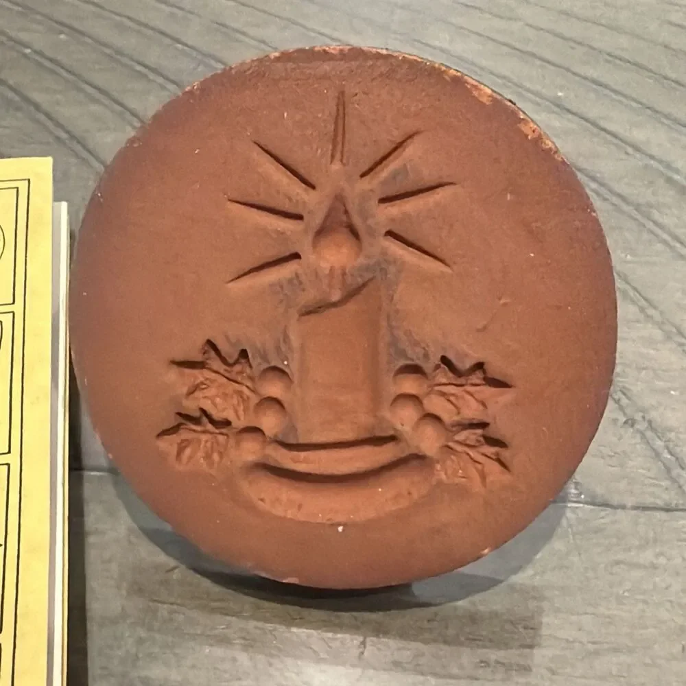 Rycraft 2” Cookie Stamp candle light holiday christmas Terracotta green Handle